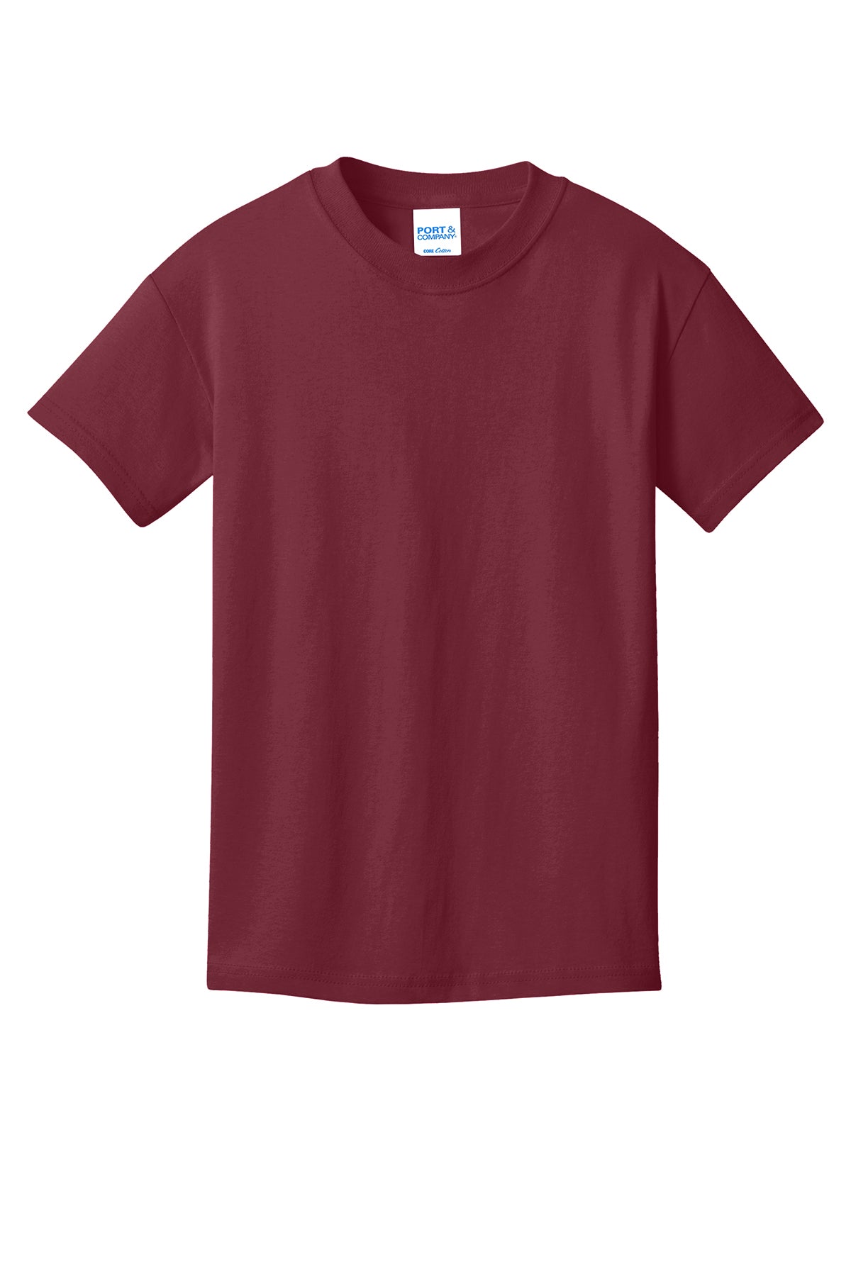 Port & Company PC54Y Youth Core Cotton Tee, Cardinal, Flat front