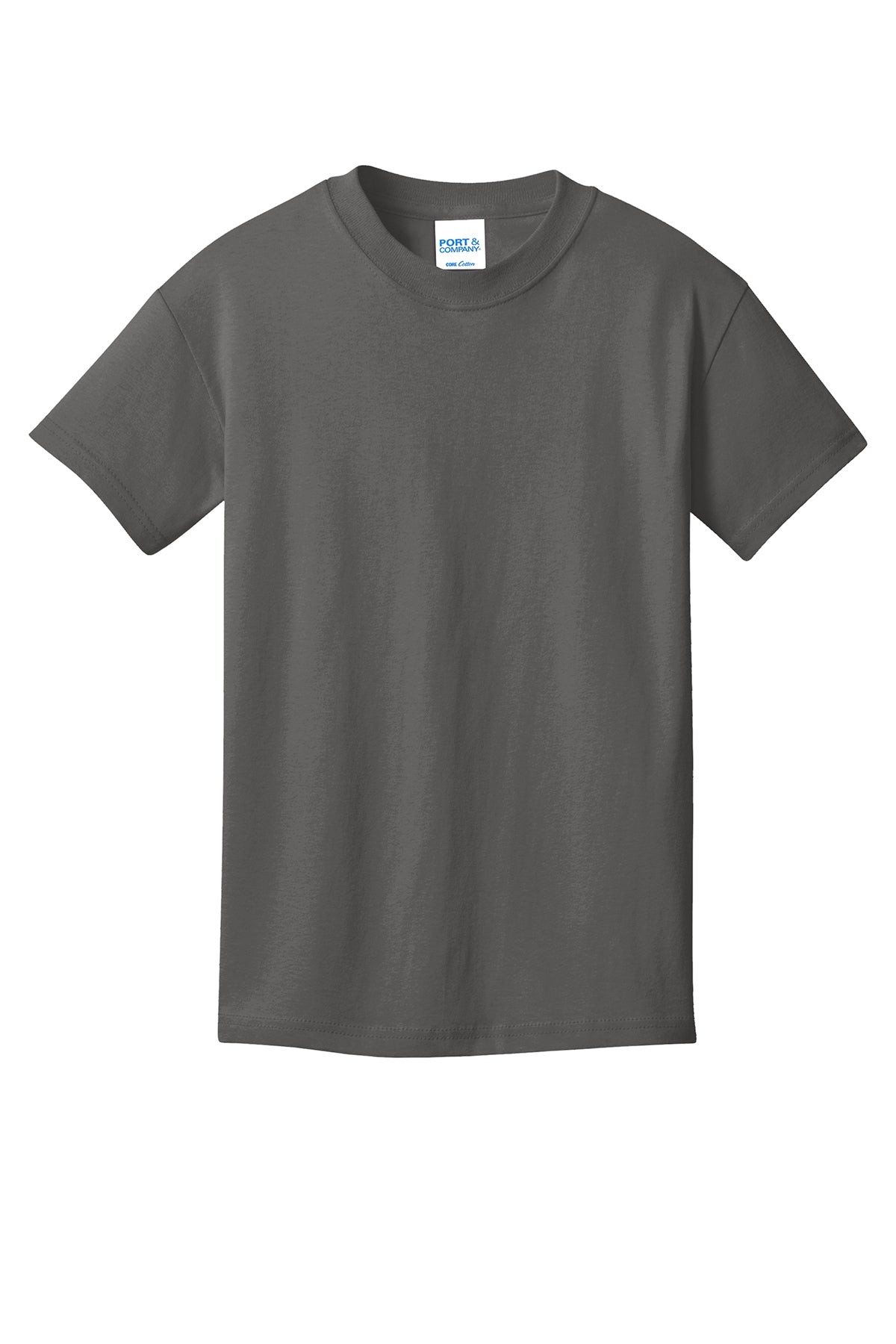 Port & Company PC54Y Youth Core Cotton Tee, Charcoal, Flat front