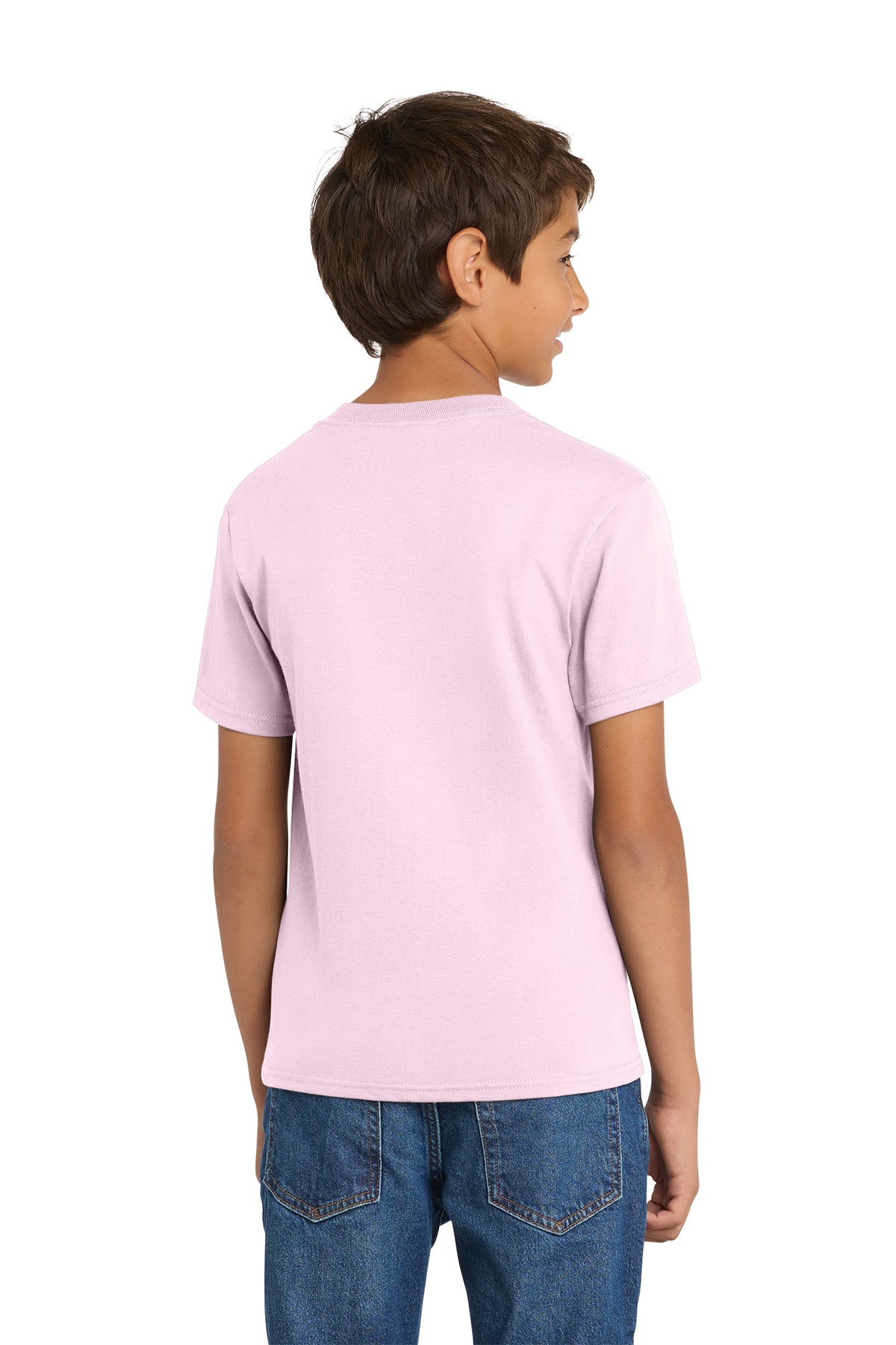 Port & Company PC54Y Youth Core Cotton Tee, Cherry Blossom, Model back
