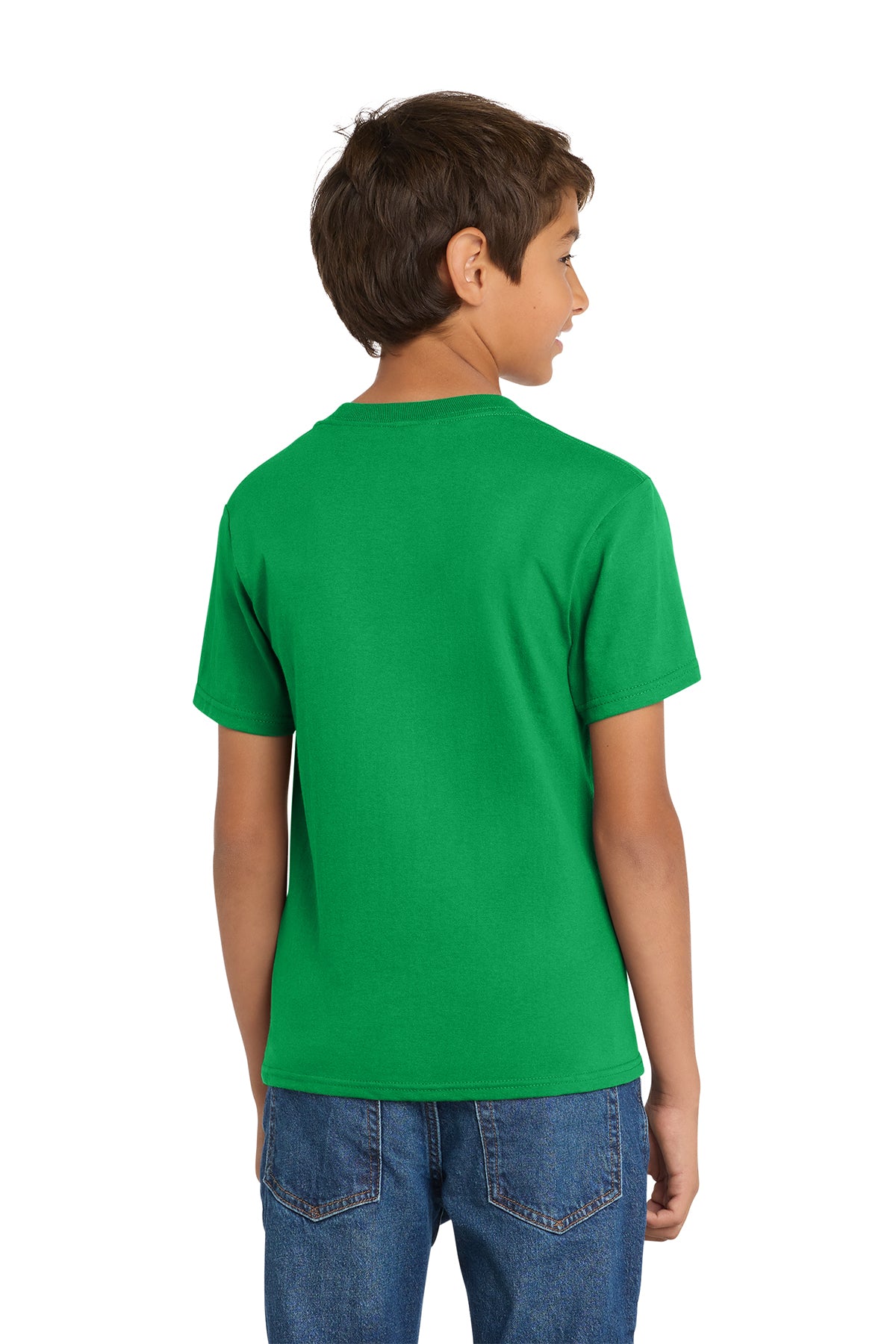 Port & Company PC54Y Youth Core Cotton Tee, Clover Green, Model back
