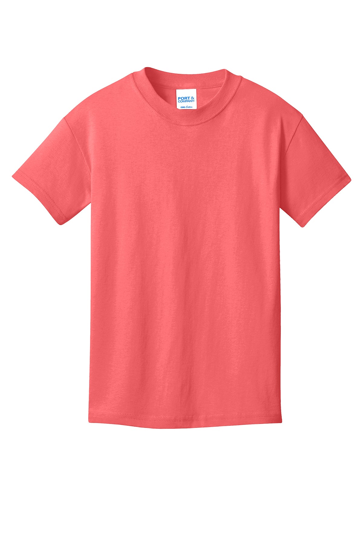 Port & Company PC54Y Youth Core Cotton Tee, Coral, Flat front
