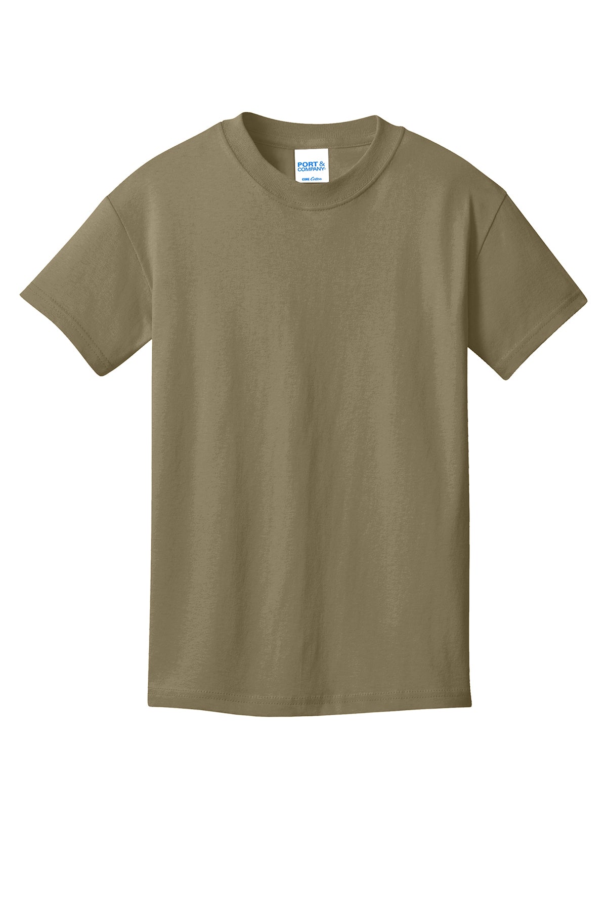 Port & Company PC54Y Youth Core Cotton Tee, Coyote Brown, Flat front