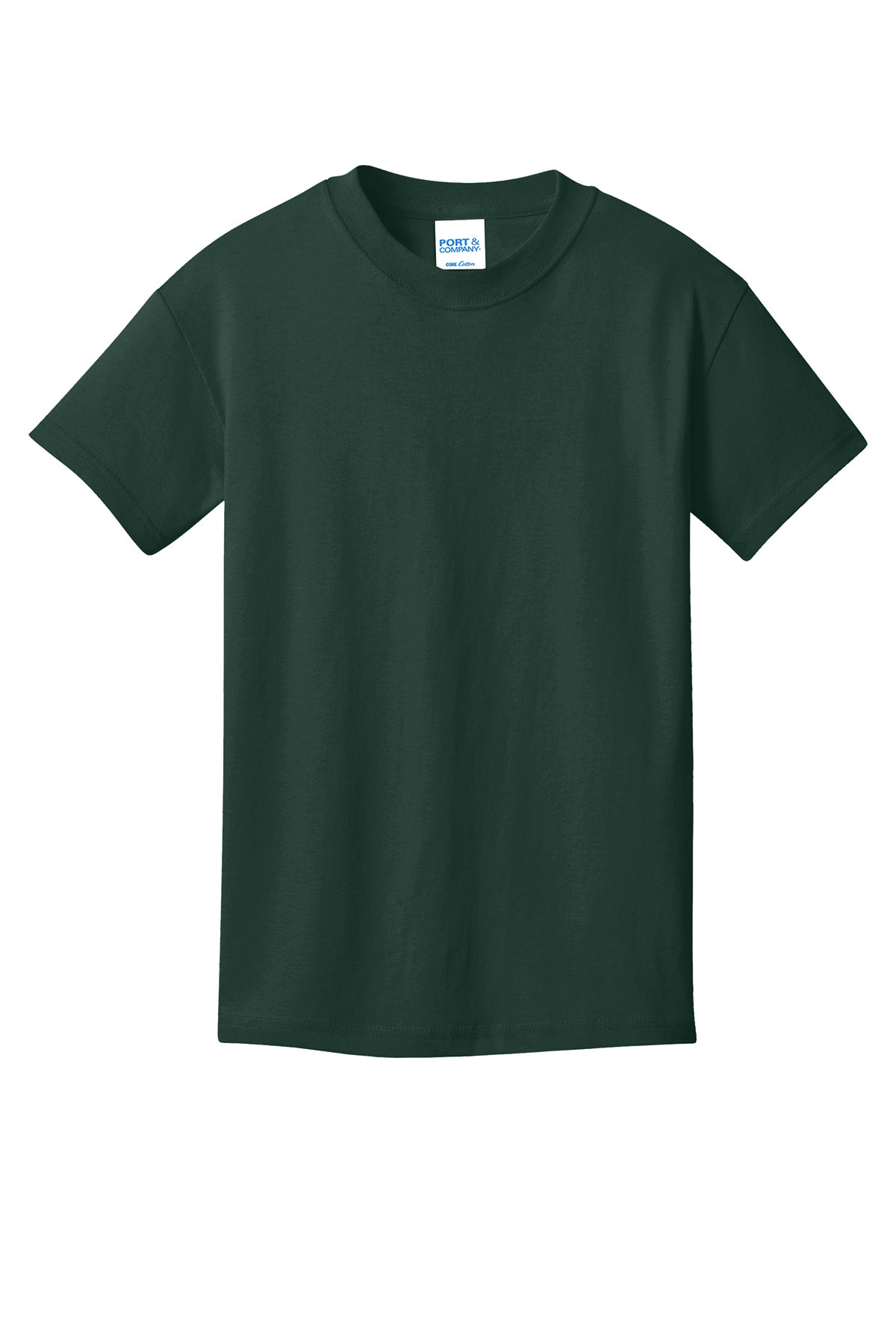 Port & Company PC54Y Youth Core Cotton Tee, Dark Green, Flat front