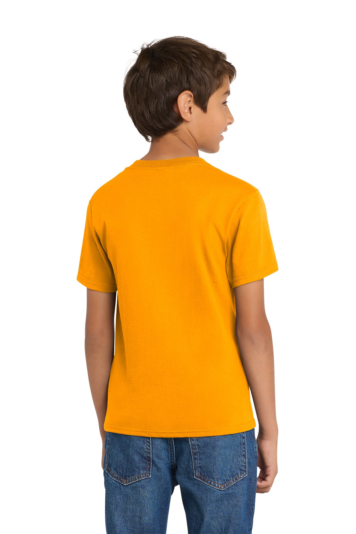 Port & Company PC54Y Youth Core Cotton Tee, Gold, Model back