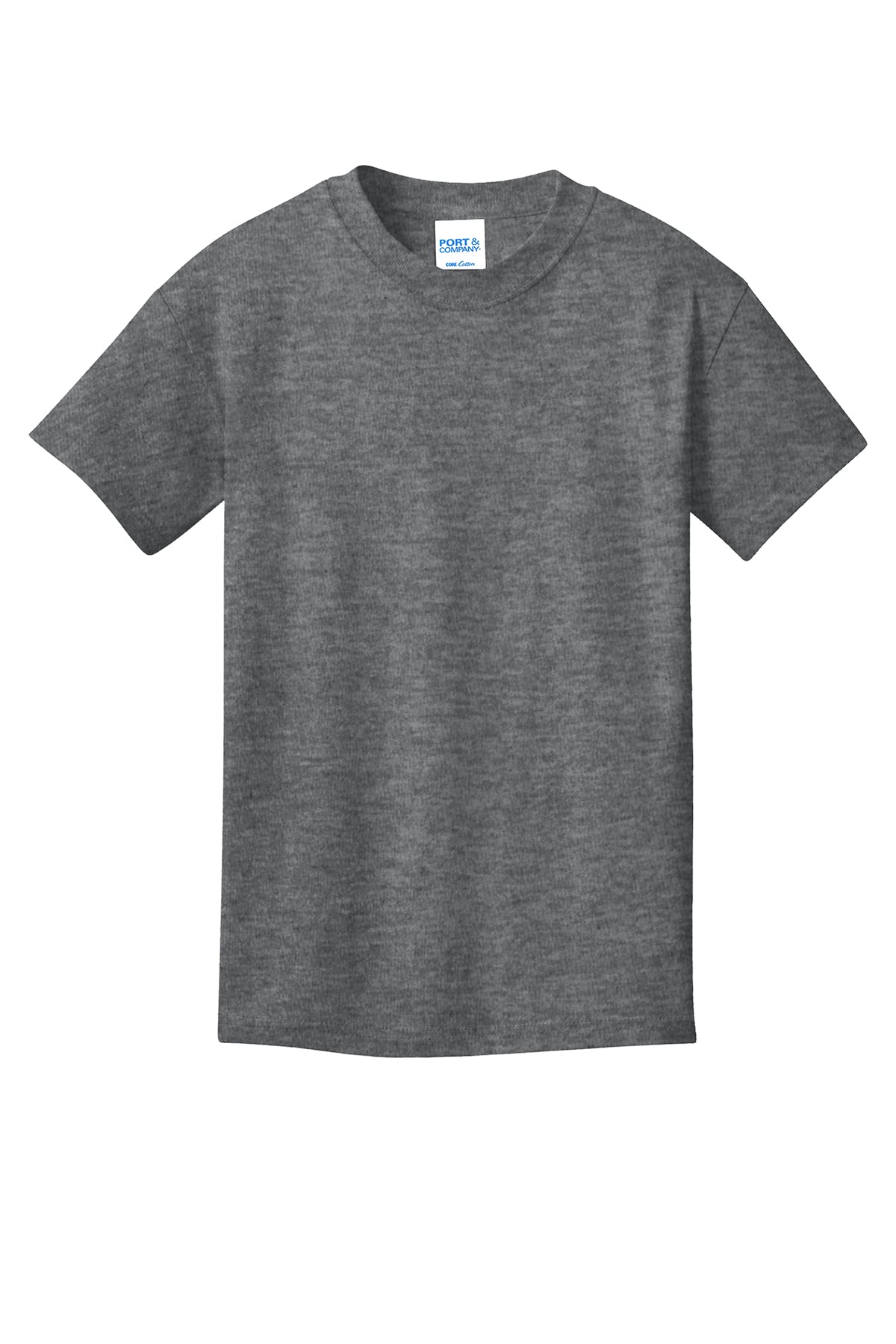 Port & Company PC54Y Youth Core Cotton Tee, Graphite Heather, Flat front