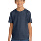 Port & Company PC54Y Youth Core Cotton Tee, Heather Navy, Model front