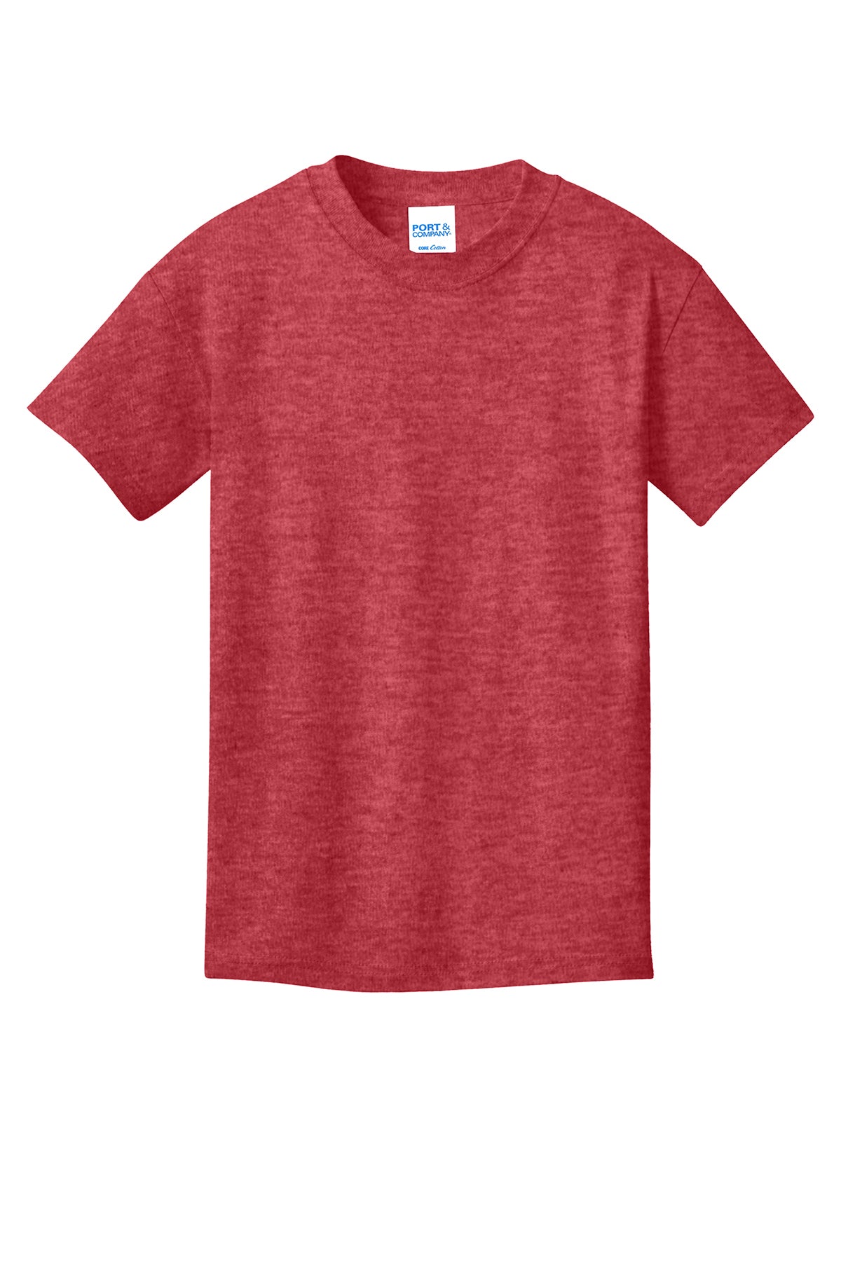 Port & Company PC54Y Youth Core Cotton Tee, Heather Red, Flat front