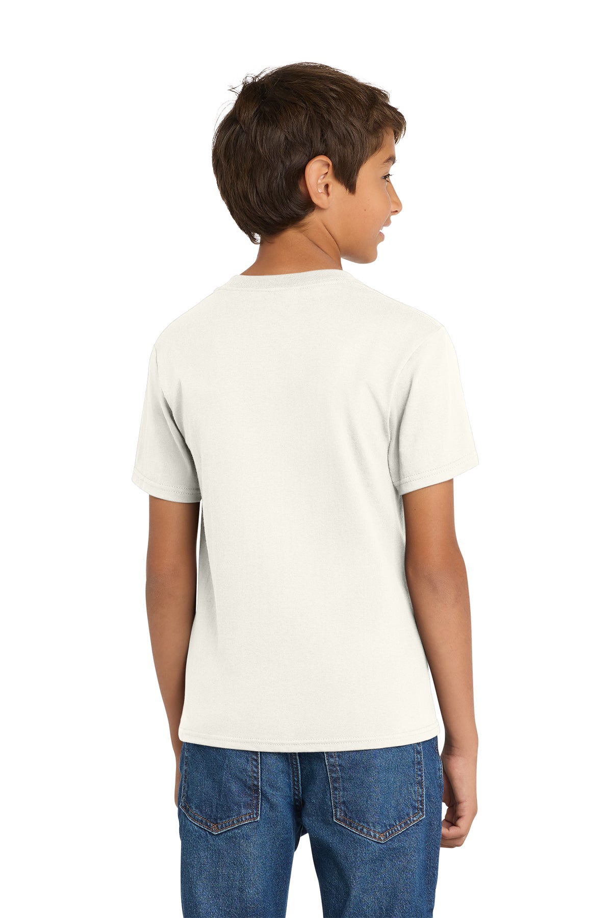 Port & Company PC54Y Youth Core Cotton Tee, Ivory, Model back