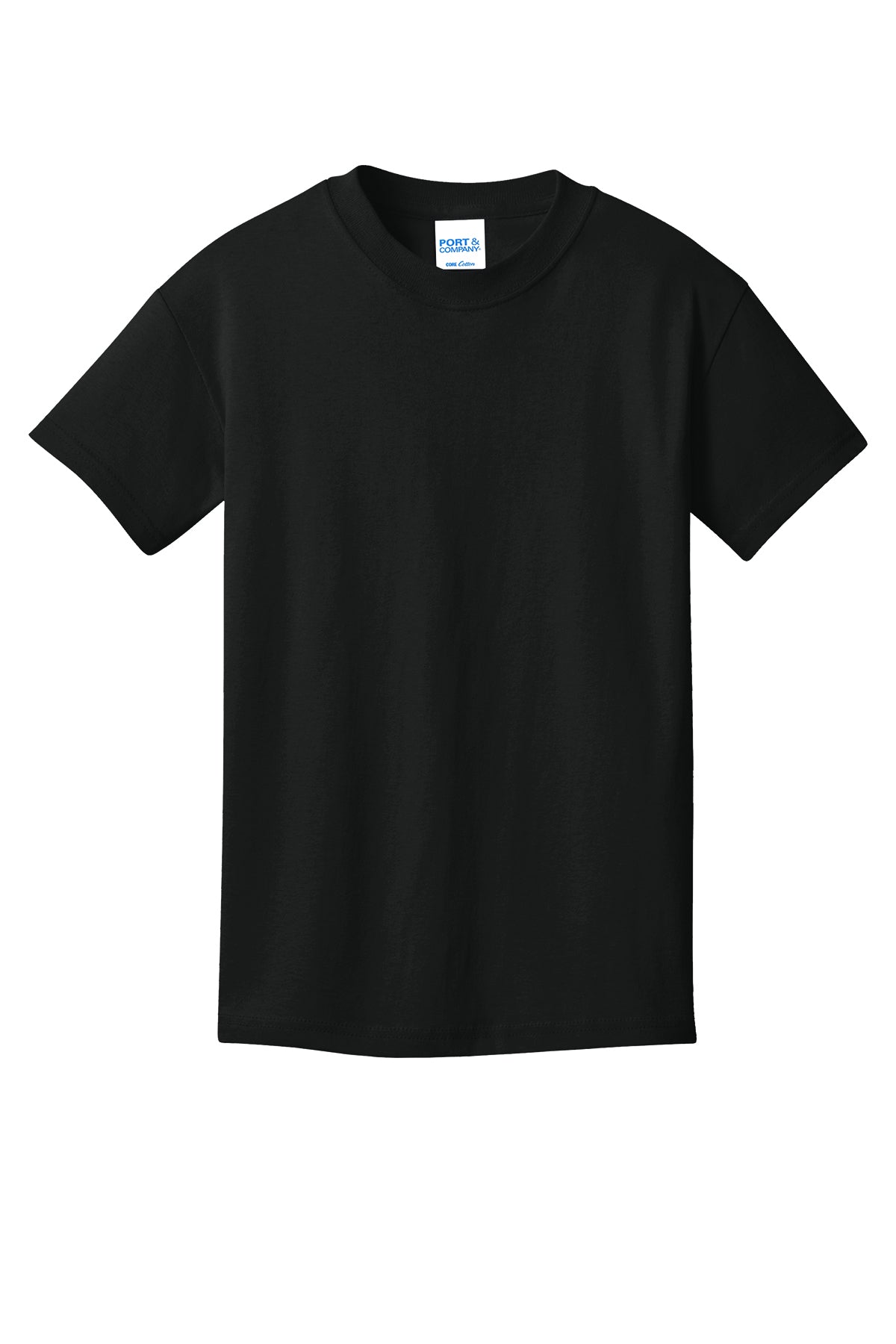 Port & Company PC54Y Youth Core Cotton Tee, Jet Black, Flat front