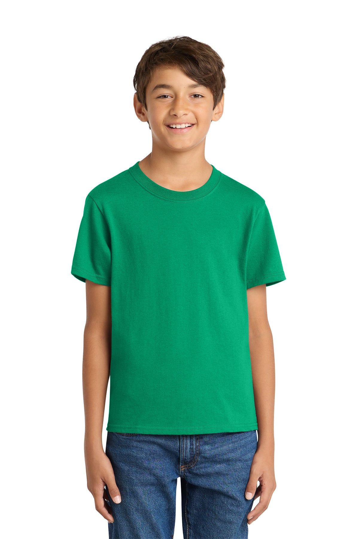 Port & Company PC54Y Youth Core Cotton Tee, Kelly, Model front