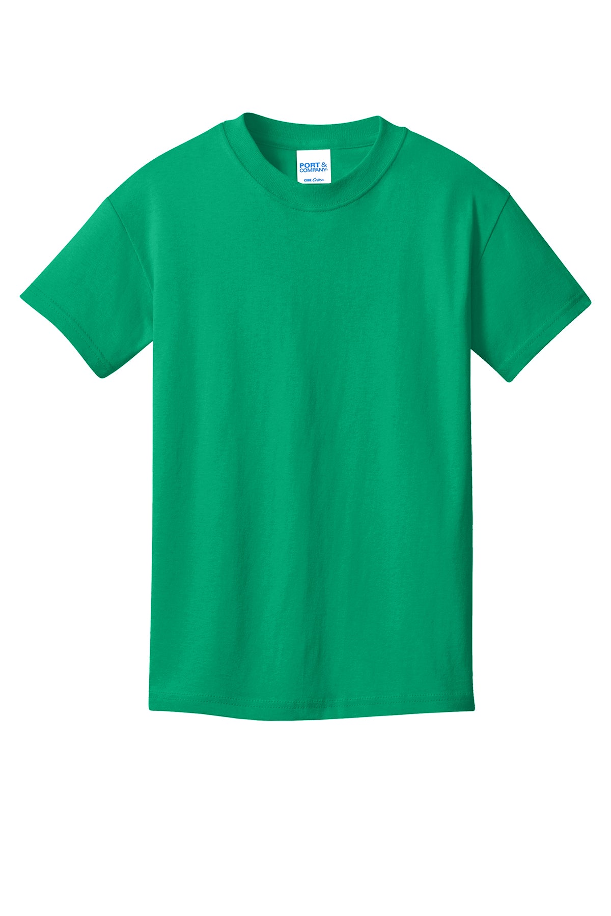 Port & Company PC54Y Youth Core Cotton Tee, Kelly, Flat front