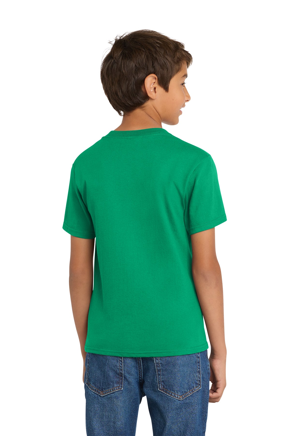 Port & Company PC54Y Youth Core Cotton Tee, Kelly, Model back