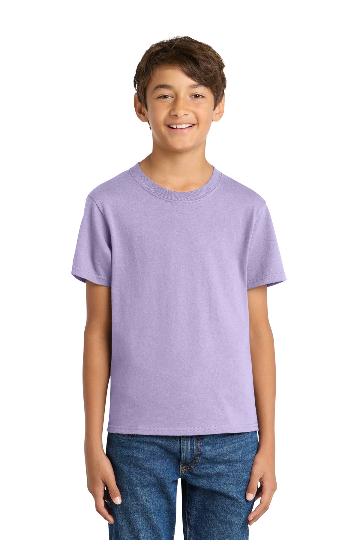 Port & Company PC54Y Youth Core Cotton Tee, Lavender, Model front