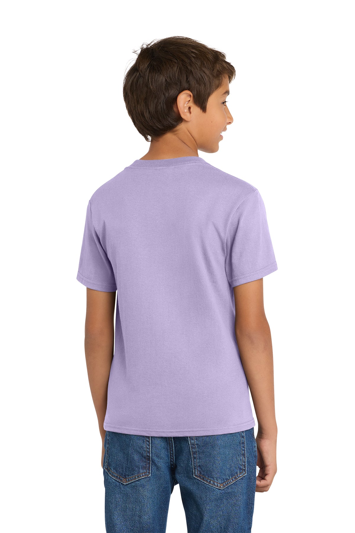 Port & Company PC54Y Youth Core Cotton Tee, Lavender, Model back