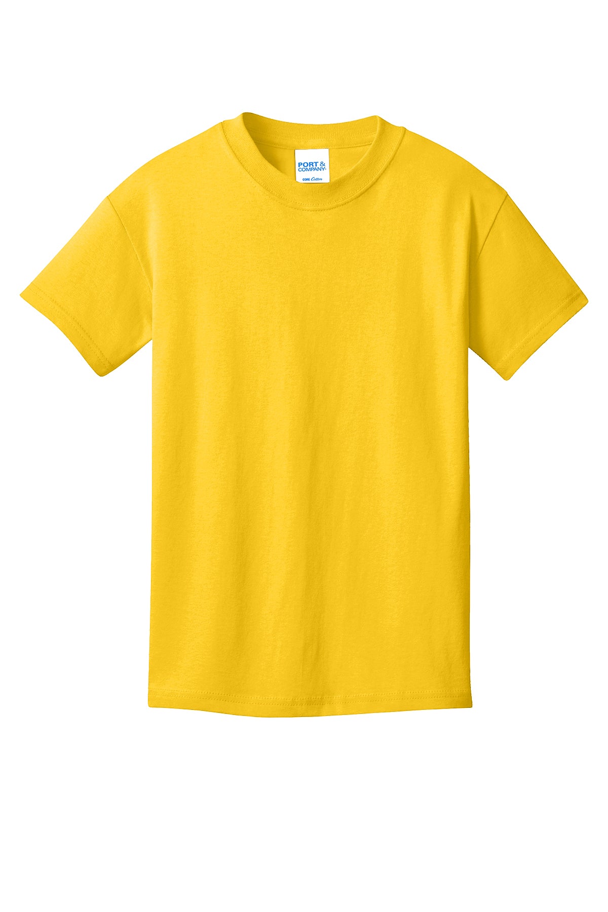 Port & Company PC54Y Youth Core Cotton Tee, Lemon Yellow, Flat front