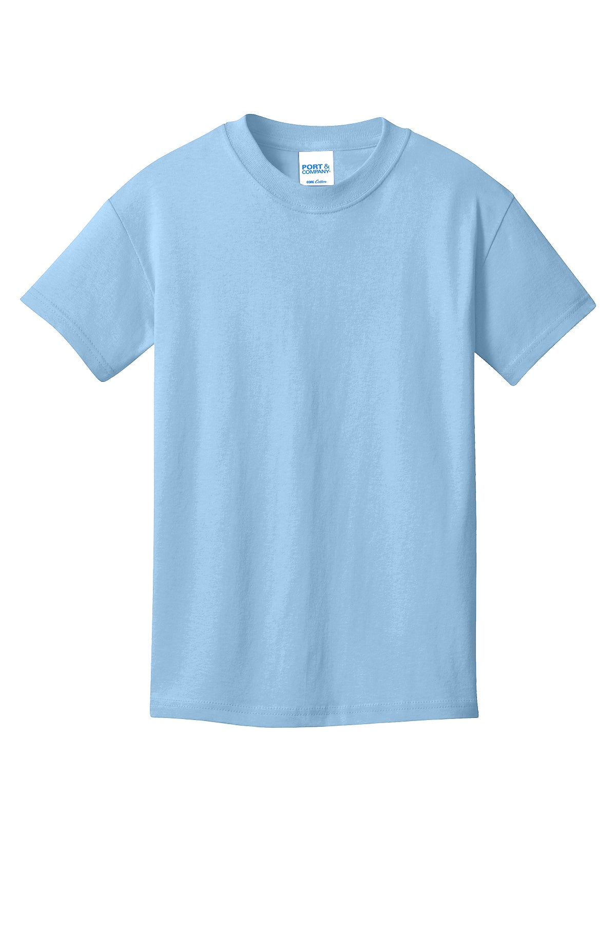 Port & Company PC54Y Youth Core Cotton Tee, Light Blue, Flat front