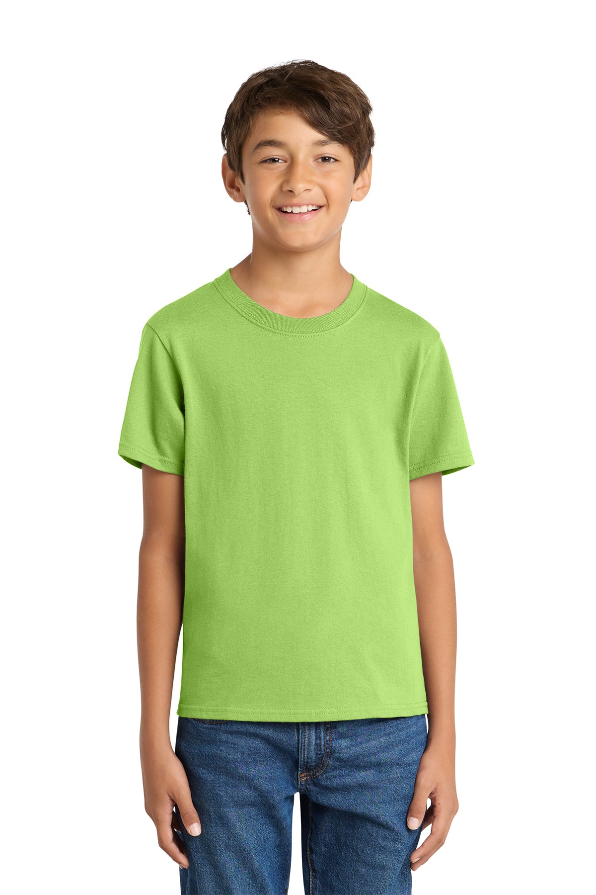 Port & Company PC54Y Youth Core Cotton Tee, Lime, Model front