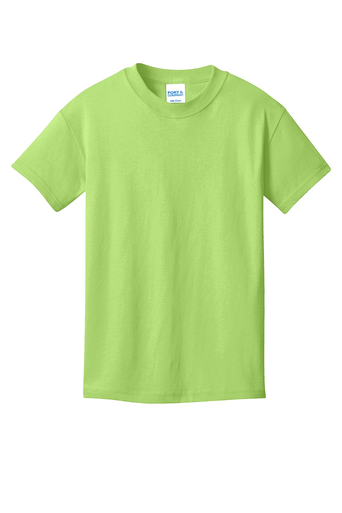 Port & Company PC54Y Youth Core Cotton Tee, Lime, Flat front