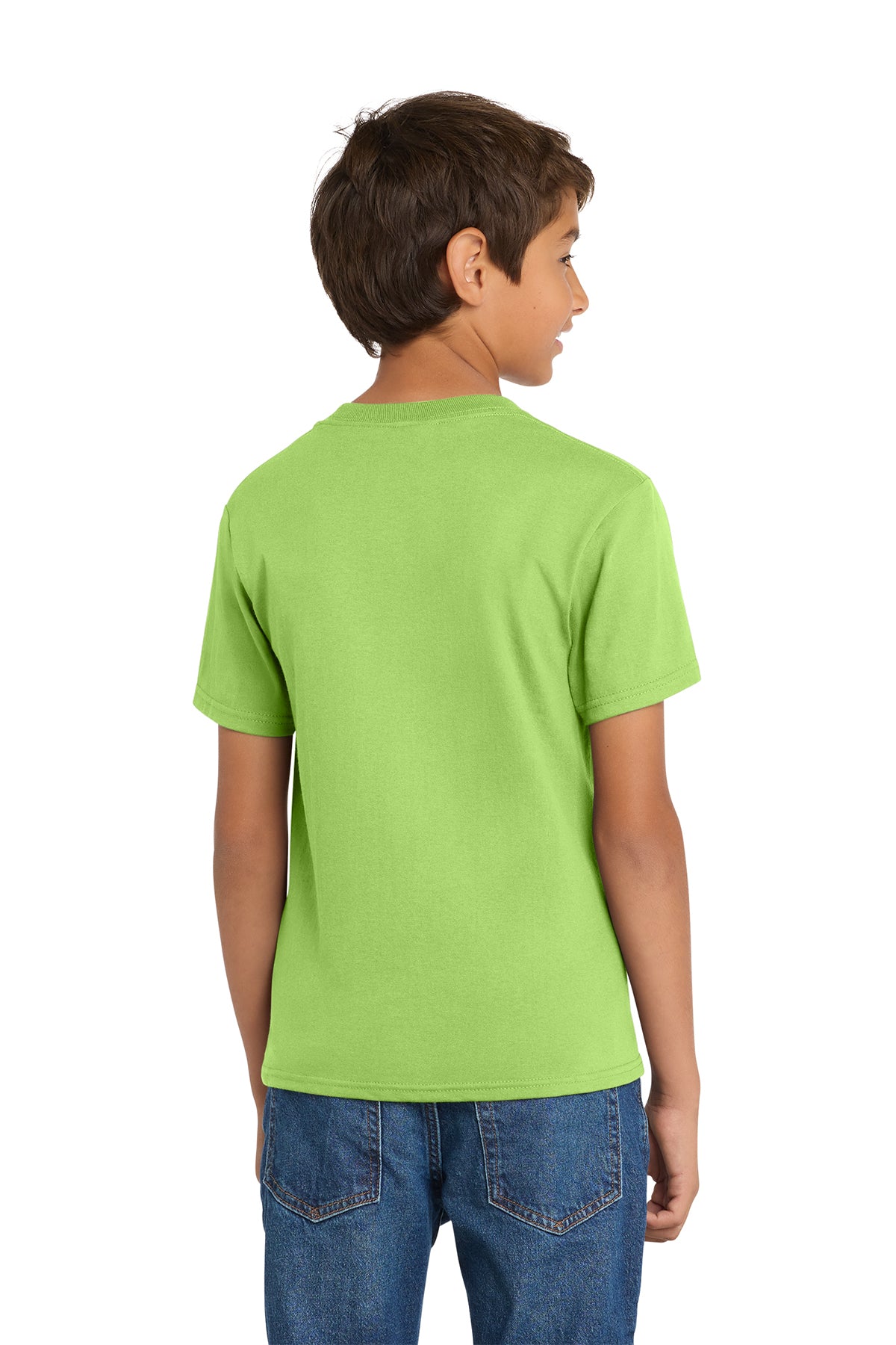 Port & Company PC54Y Youth Core Cotton Tee, Lime, Model back
