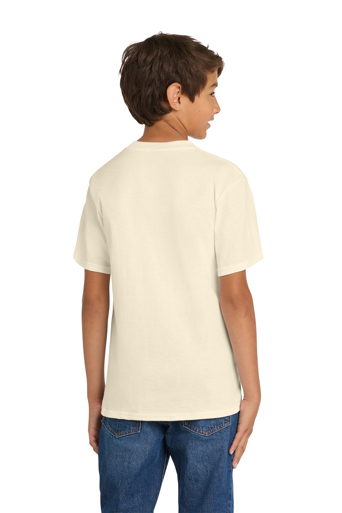 Port & Company PC54Y Youth Core Cotton Tee, Natural, Model back