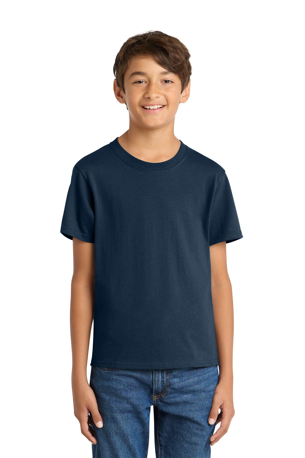 Port & Company PC54Y Youth Core Cotton Tee, Navy, Model front