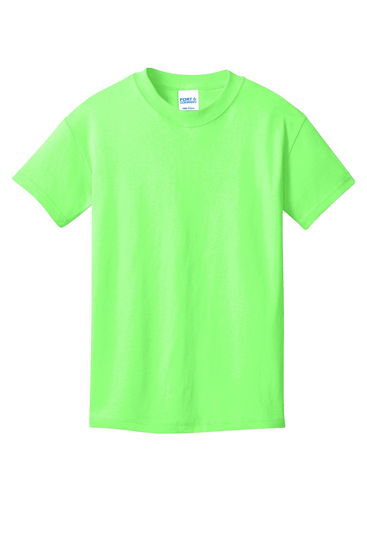 Port & Company PC54Y Youth Core Cotton Tee, Neon Green, Flat front