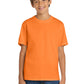 Port & Company PC54Y Youth Core Cotton Tee, Neon Orange, Model front