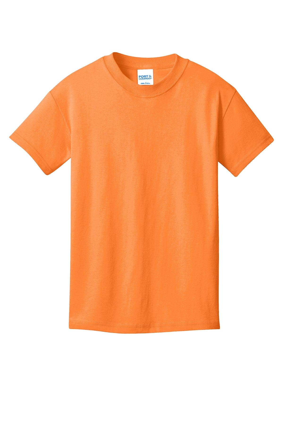 Port & Company PC54Y Youth Core Cotton Tee, Neon Orange, Flat front