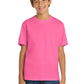 Port & Company PC54Y Youth Core Cotton Tee, Neon Pink, Model front