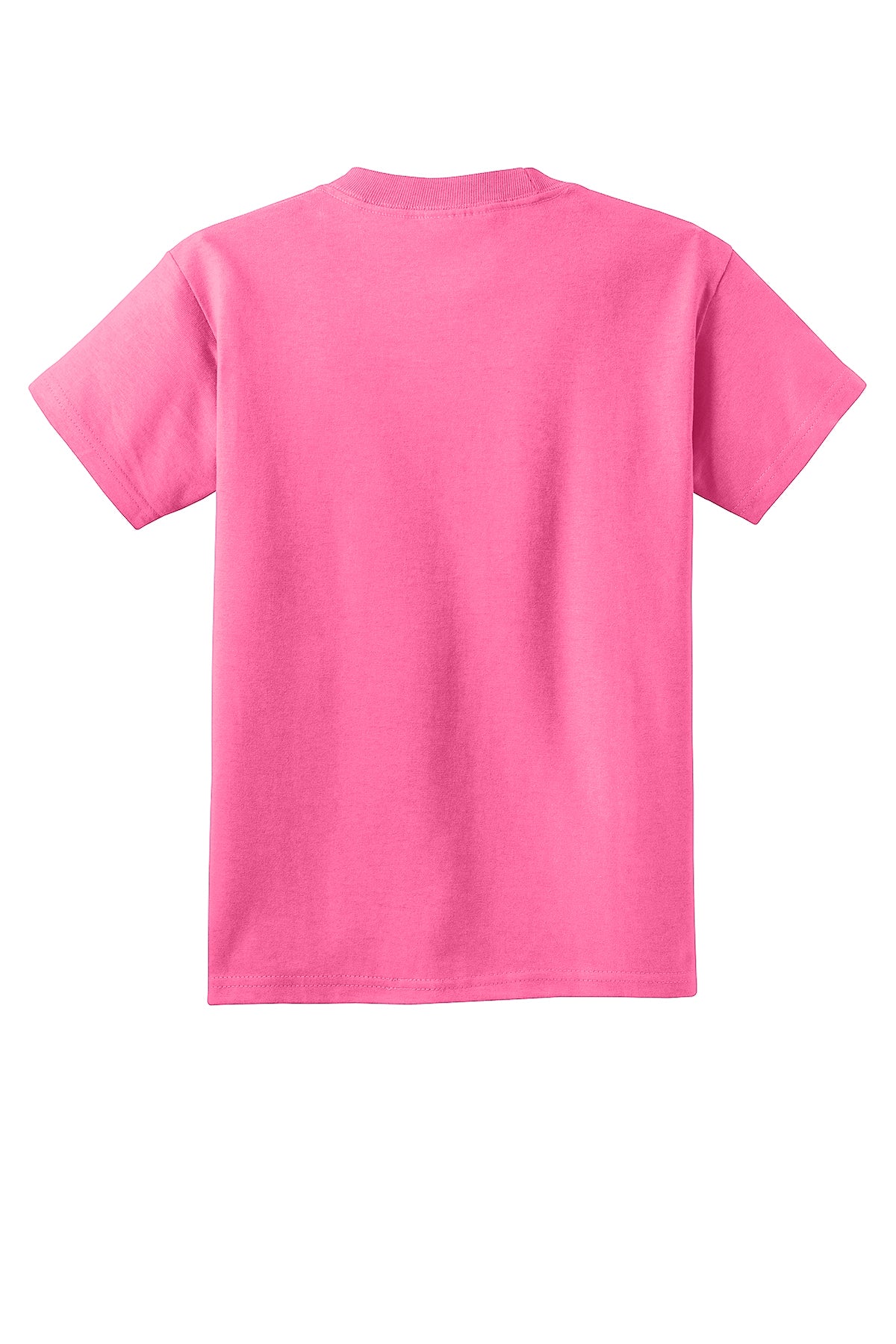 Port & Company PC54Y Youth Core Cotton Tee, Neon Pink, Flat back