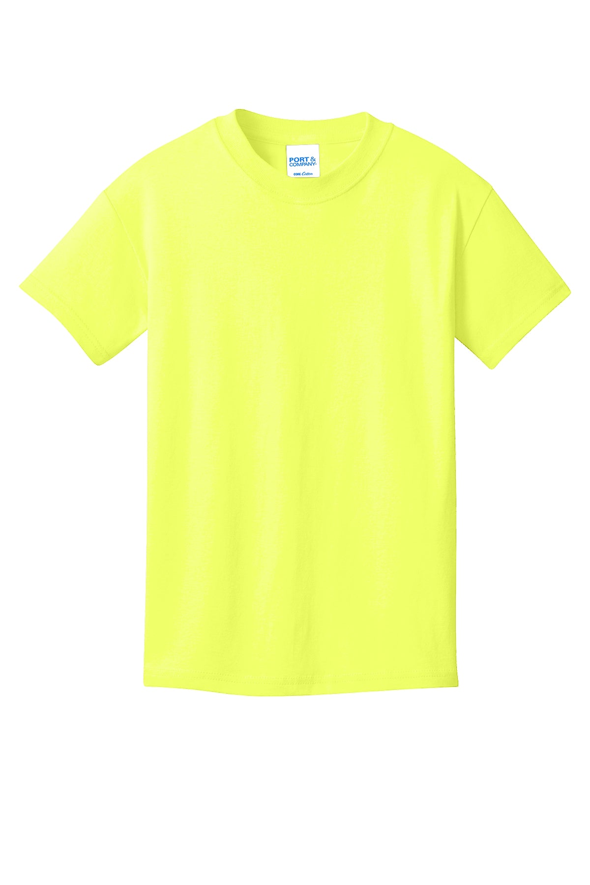 Port & Company PC54Y Youth Core Cotton Tee, Neon Yellow, Flat front