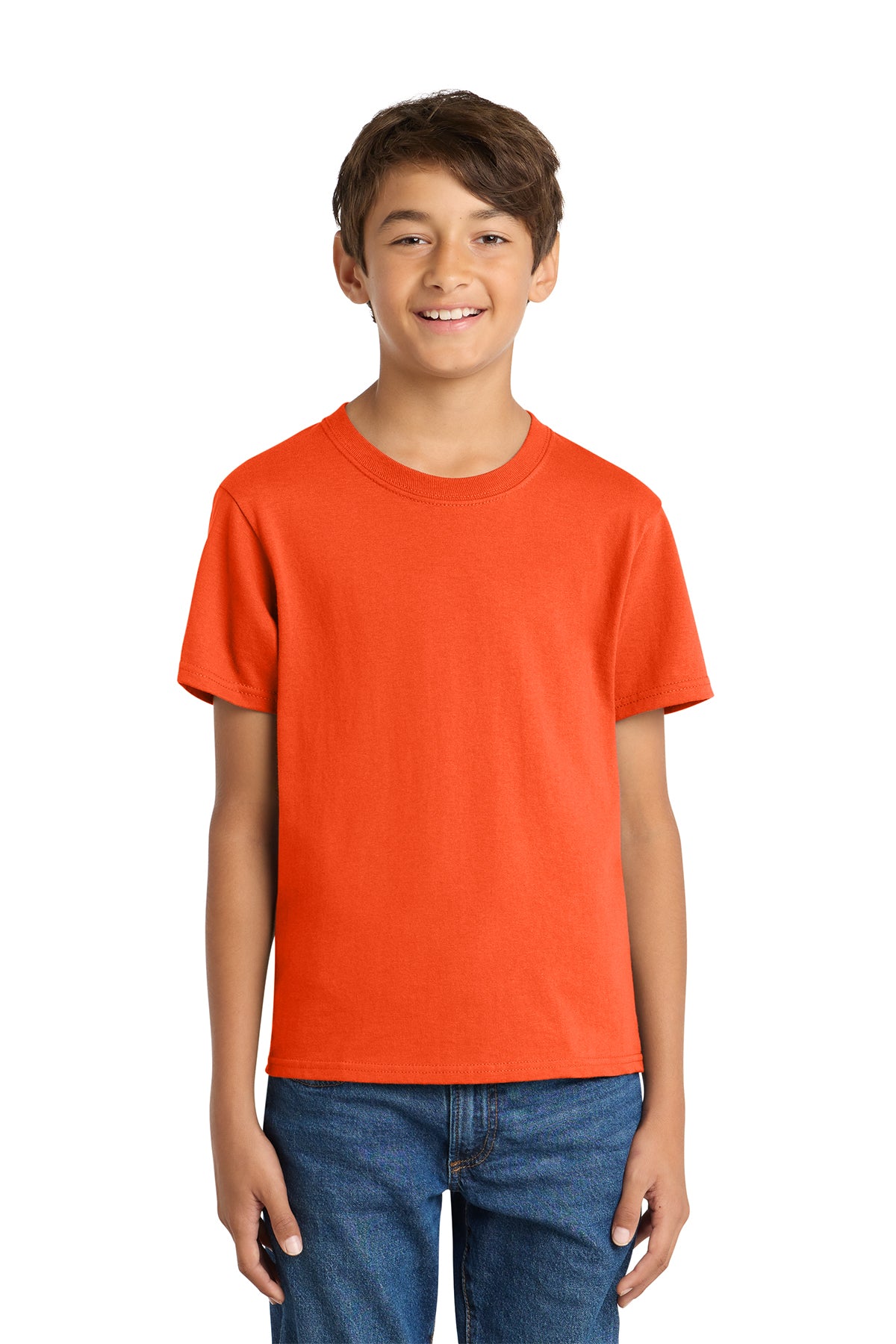 Port & Company PC54Y Youth Core Cotton Tee, Orange, Model front