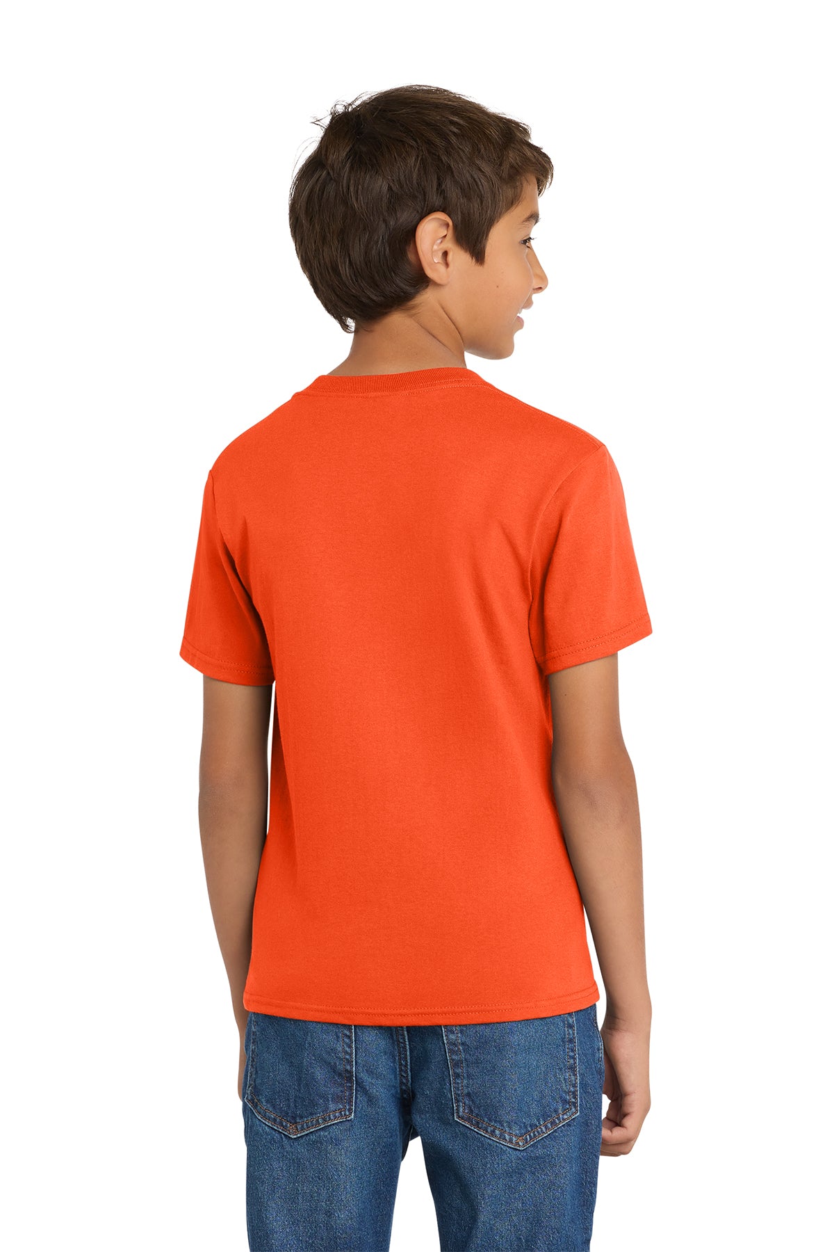 Port & Company PC54Y Youth Core Cotton Tee, Orange, Model back