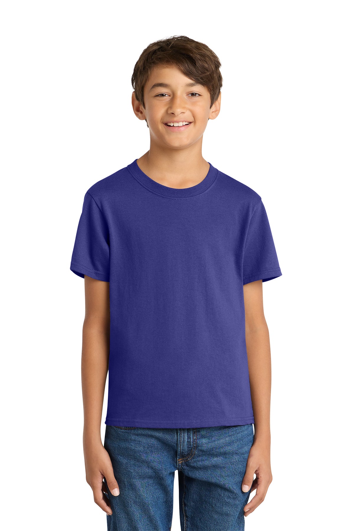 Port & Company PC54Y Youth Core Cotton Tee, Purple, Model front