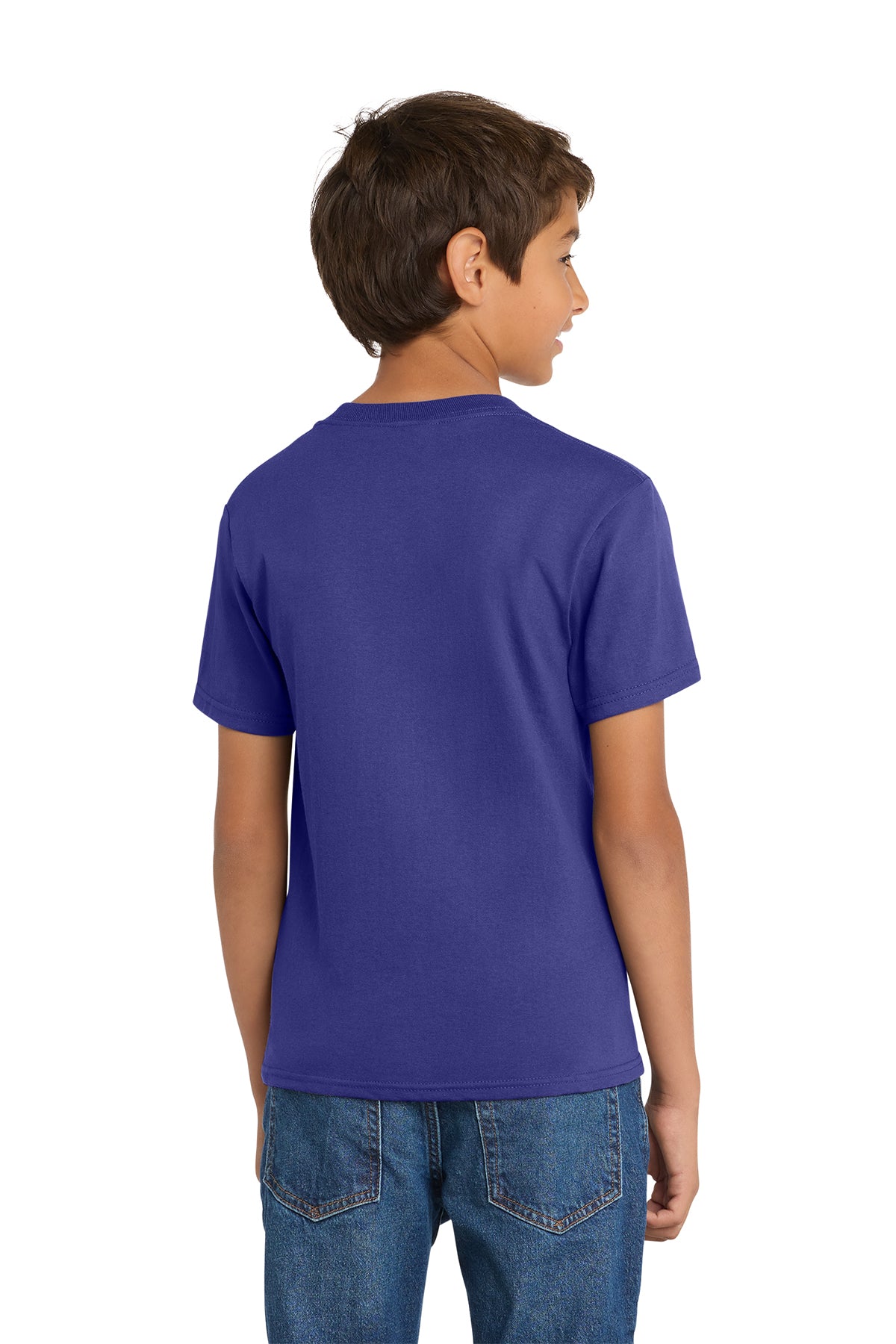 Port & Company PC54Y Youth Core Cotton Tee, Purple, Model back