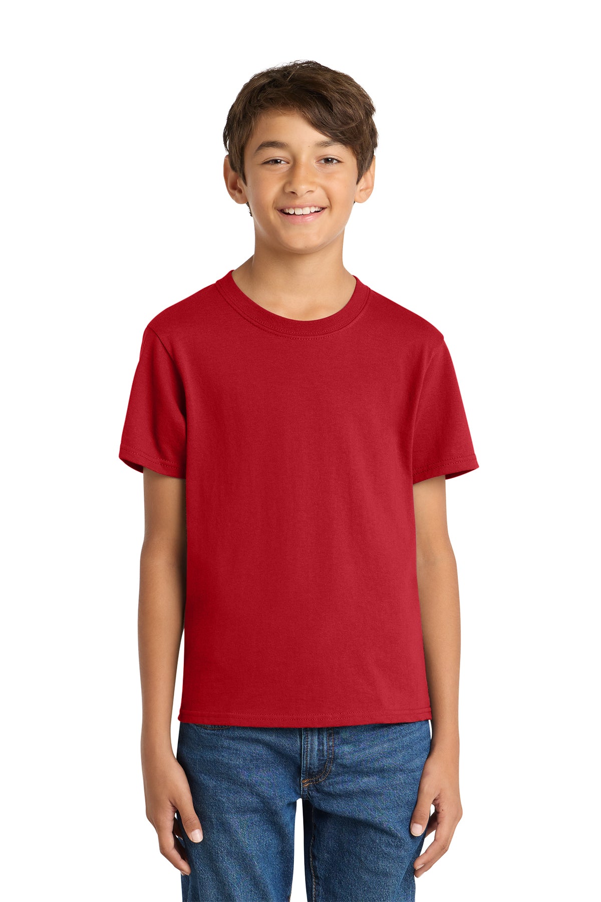 Port & Company PC54Y Youth Core Cotton Tee, Red, Model front