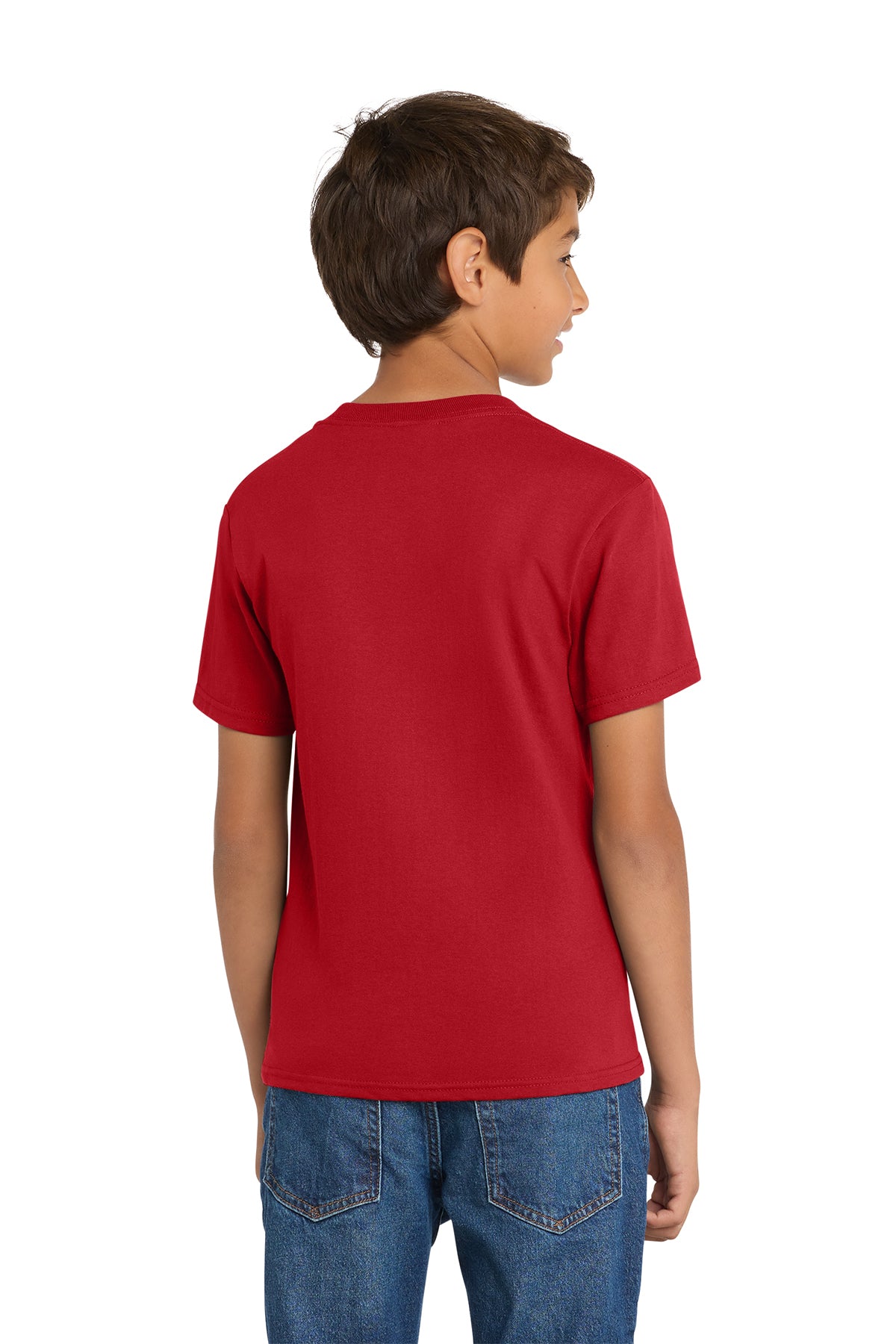 Port & Company PC54Y Youth Core Cotton Tee, Red, Model back