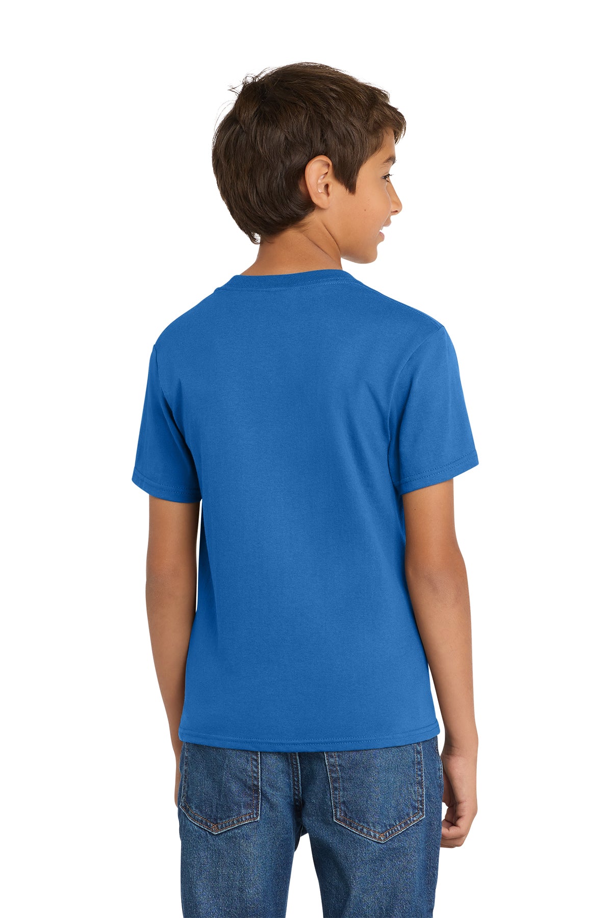 Port & Company PC54Y Youth Core Cotton Tee, Royal, Model back