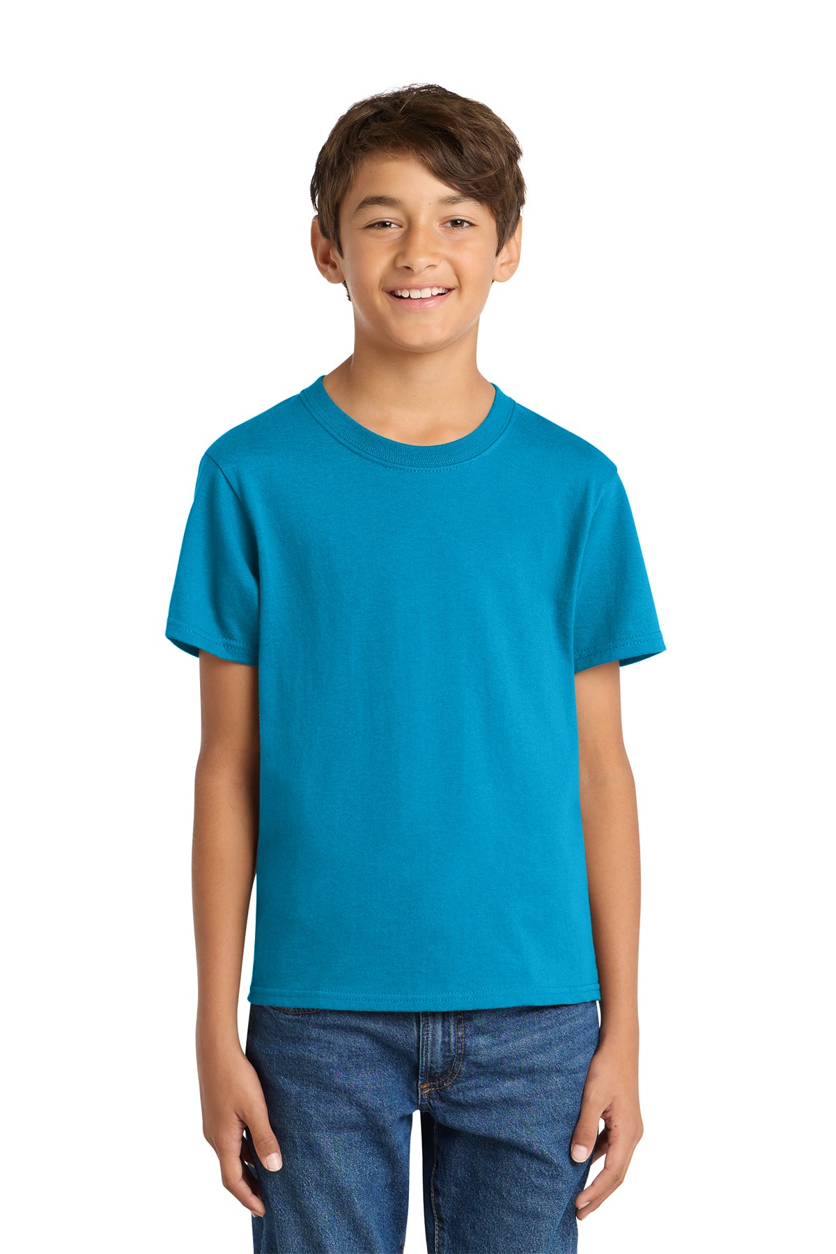 Port & Company PC54Y Youth Core Cotton Tee, Sapphire, Model front