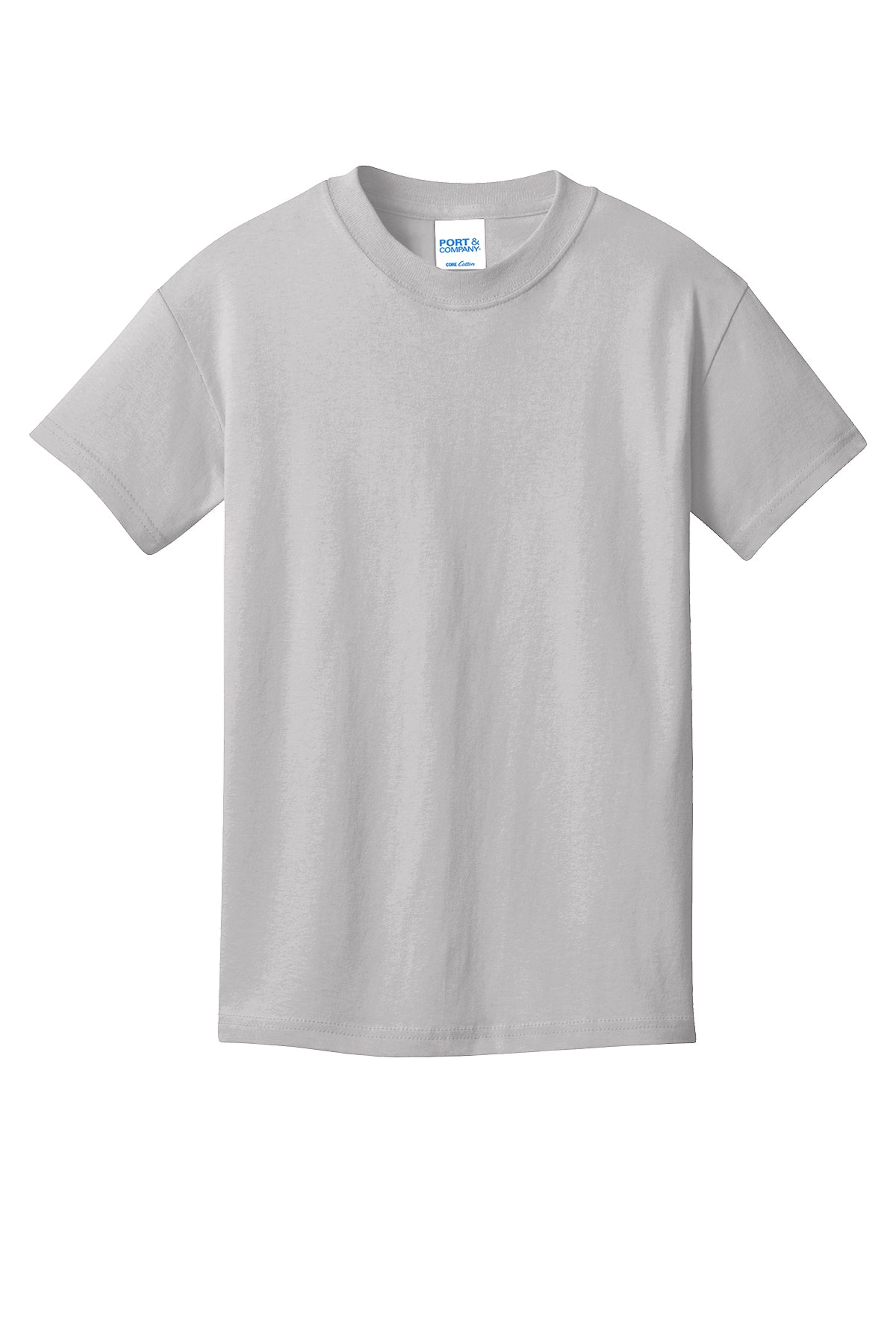 Port & Company PC54Y Youth Core Cotton Tee, Silver, Flat front