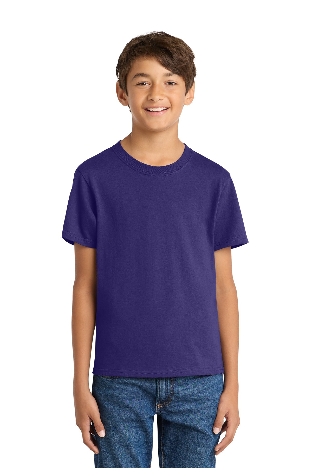 Port & Company PC54Y Youth Core Cotton Tee, Team Purple, Model front