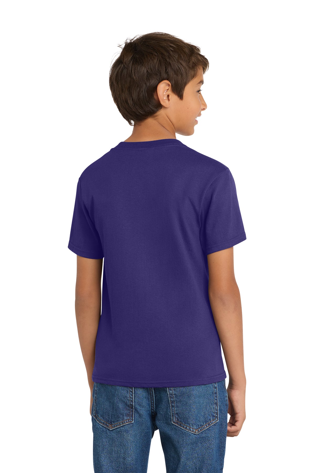Port & Company PC54Y Youth Core Cotton Tee, Team Purple, Model back