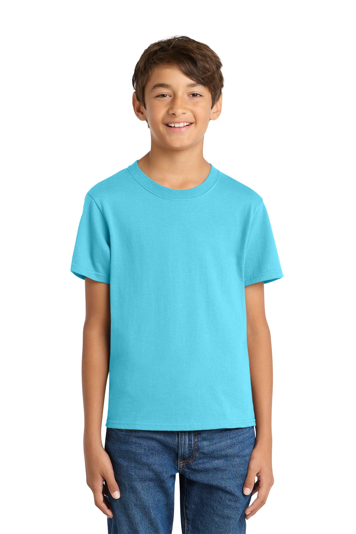 Port & Company PC54Y Youth Core Cotton Tee, Tidal Wave, Model front