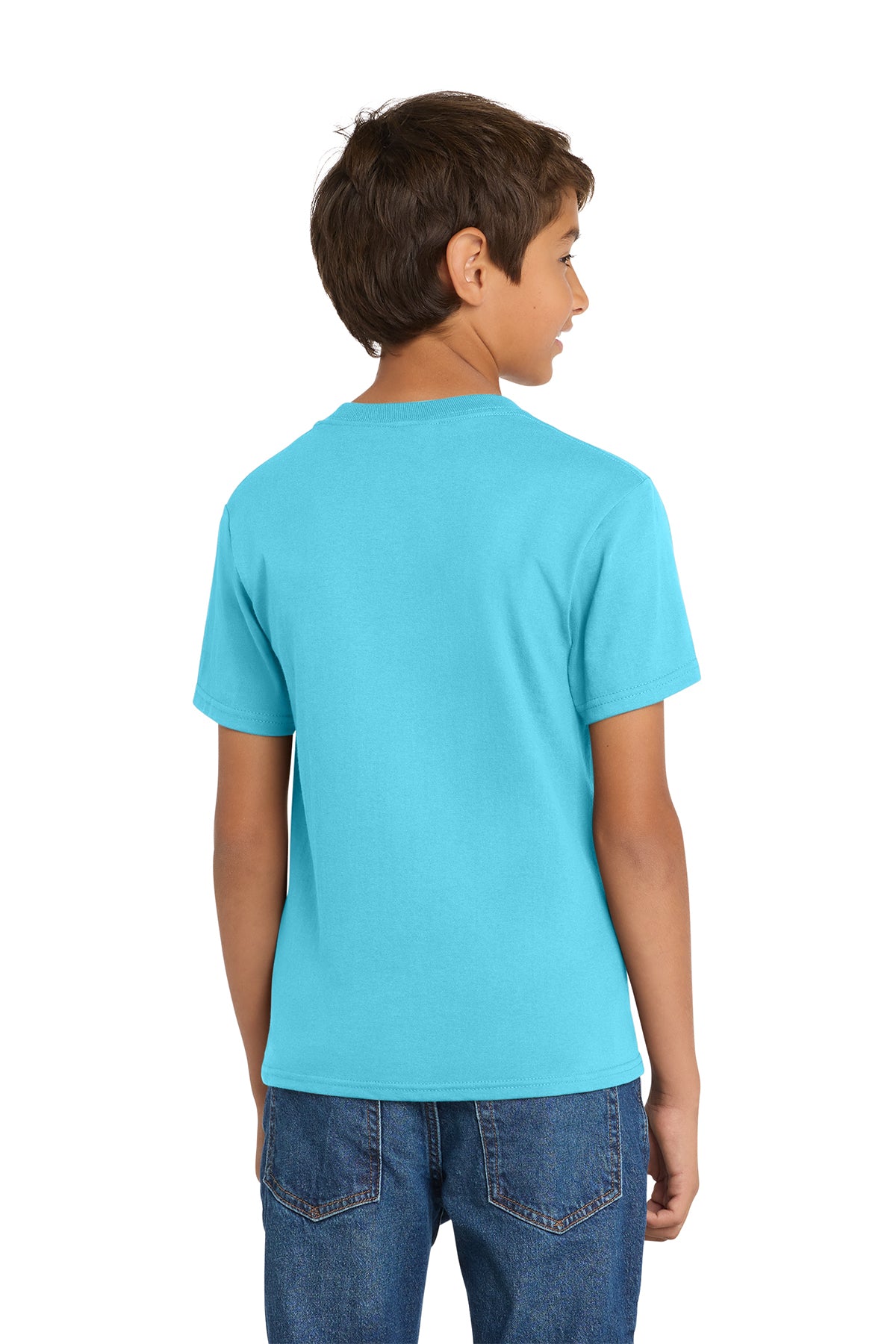 Port & Company PC54Y Youth Core Cotton Tee, Tidal Wave, Model back