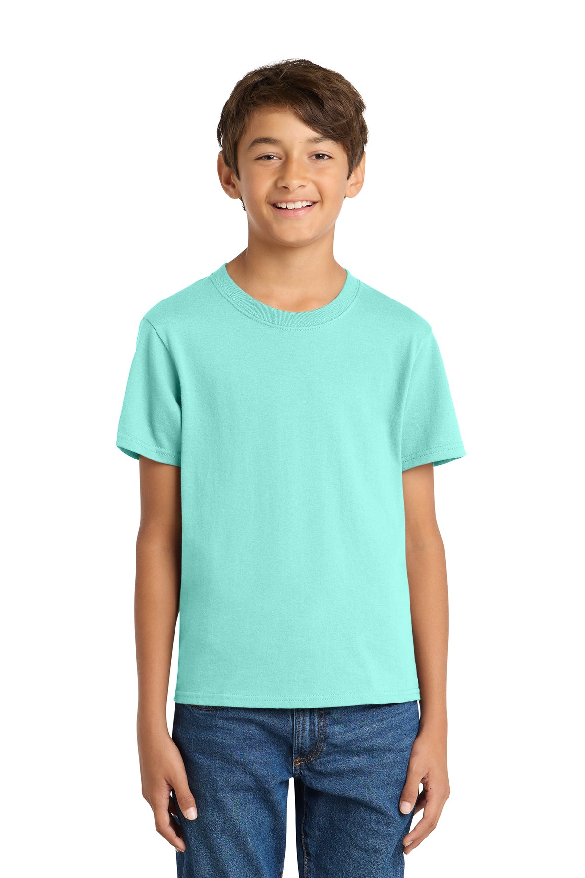 Port & Company PC54Y Youth Core Cotton Tee, True Celadon, Model front