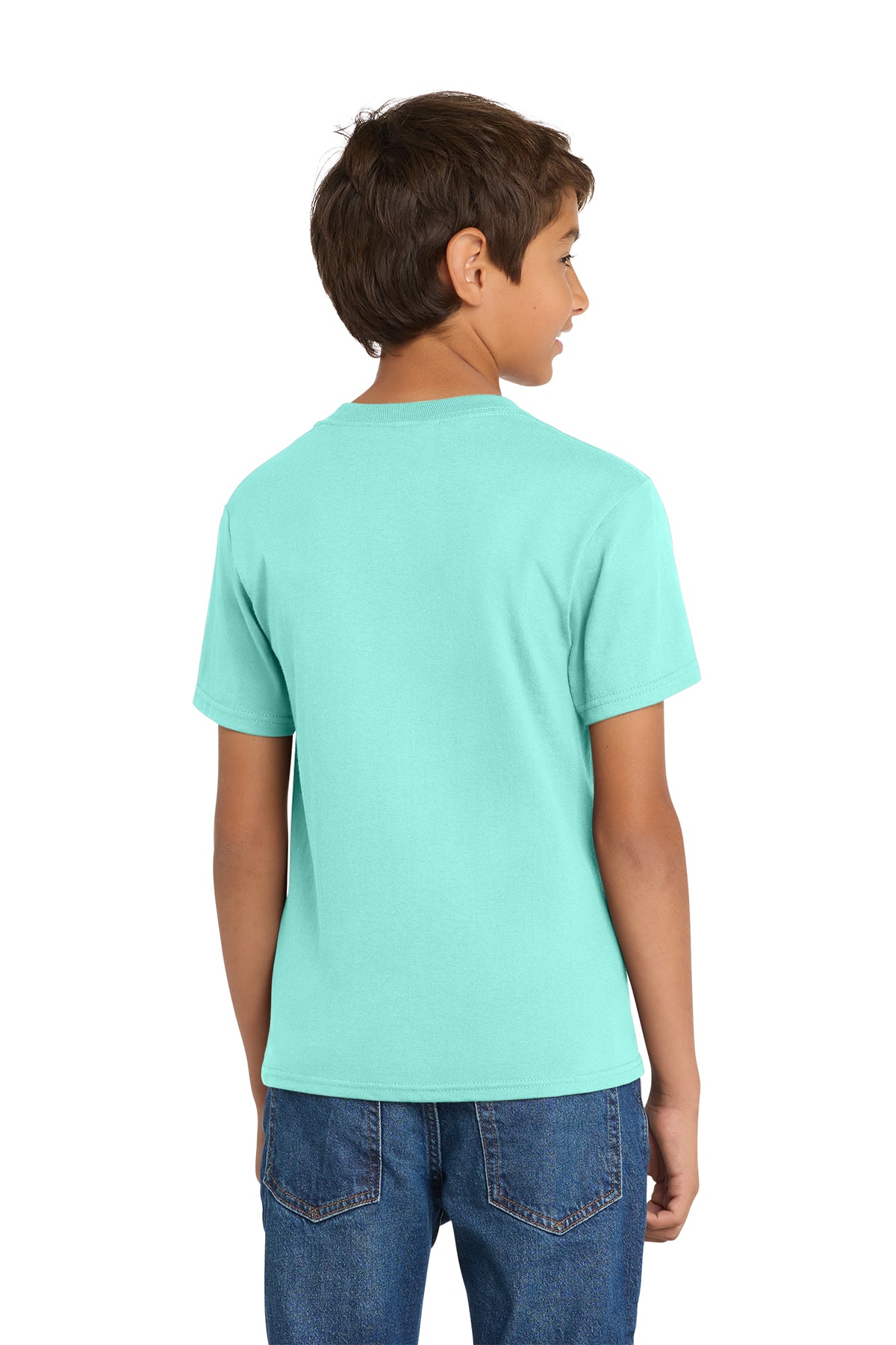 Port & Company PC54Y Youth Core Cotton Tee, True Celadon, Model back