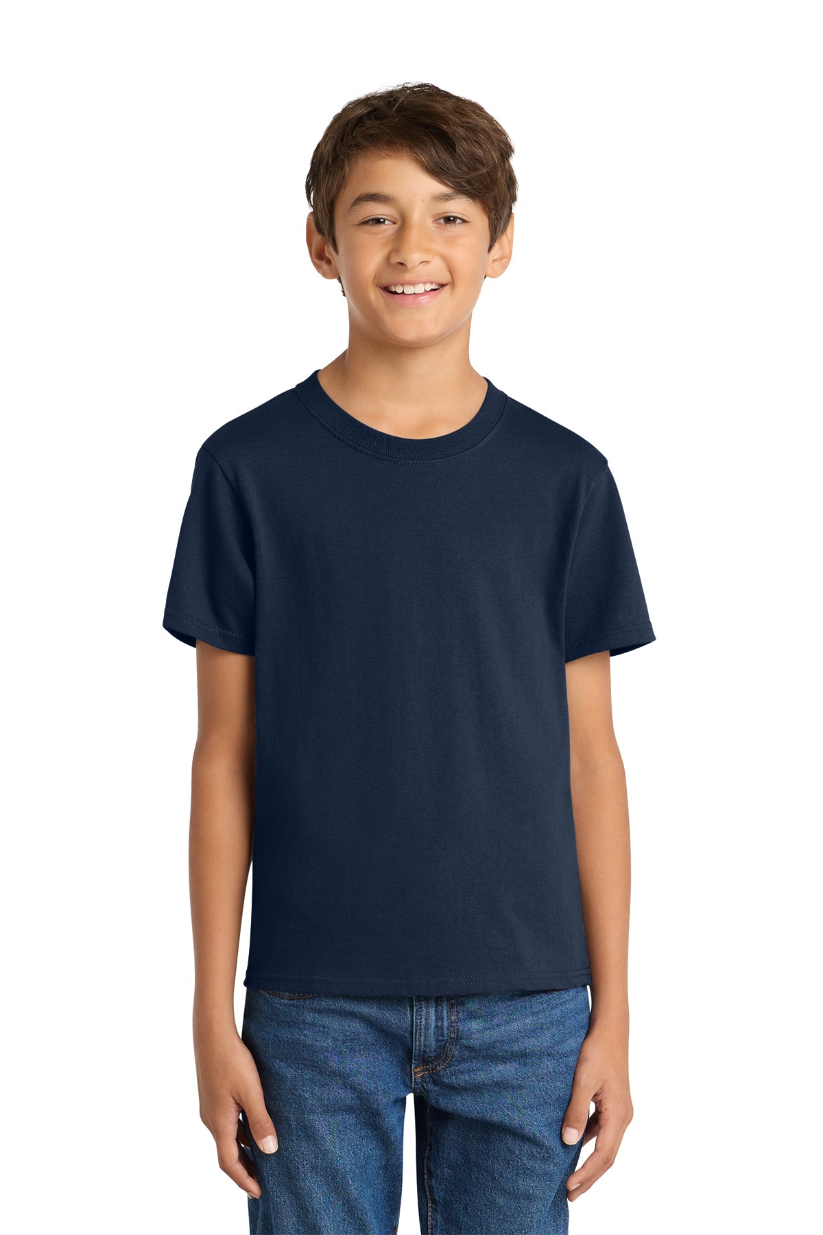 Port & Company PC54Y Youth Core Cotton Tee, True Navy, Model front