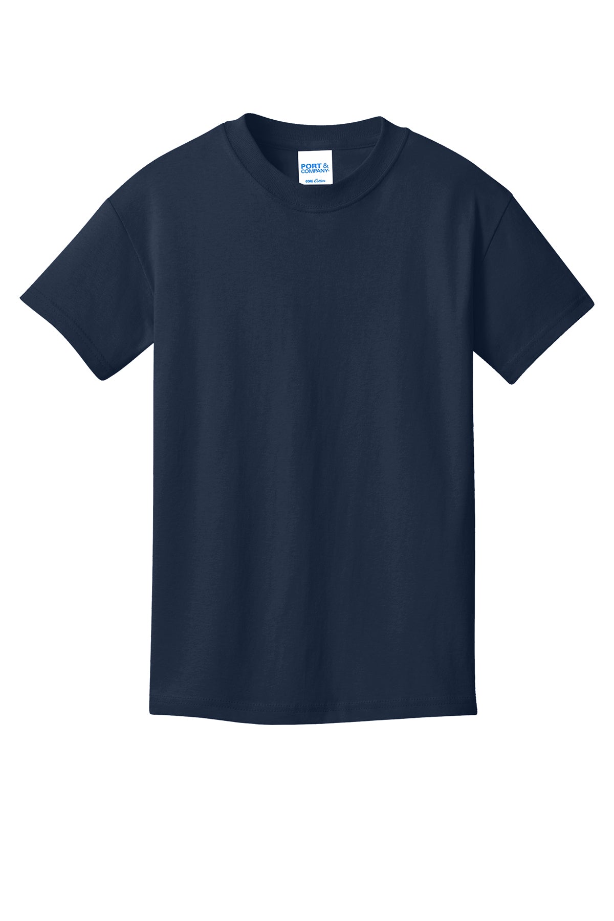 Port & Company PC54Y Youth Core Cotton Tee, True Navy, Flat front