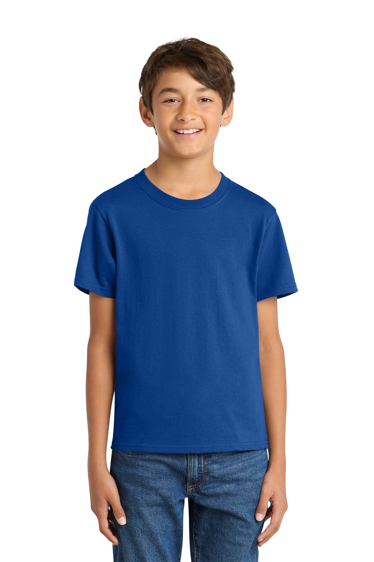 Port & Company PC54Y Youth Core Cotton Tee, True Royal, Model front