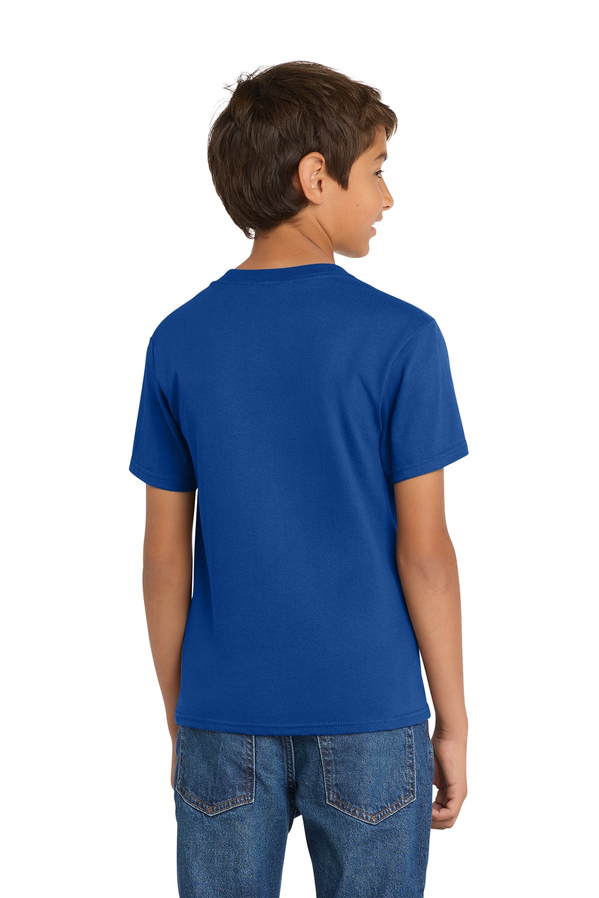 Port & Company PC54Y Youth Core Cotton Tee, True Royal, Model back